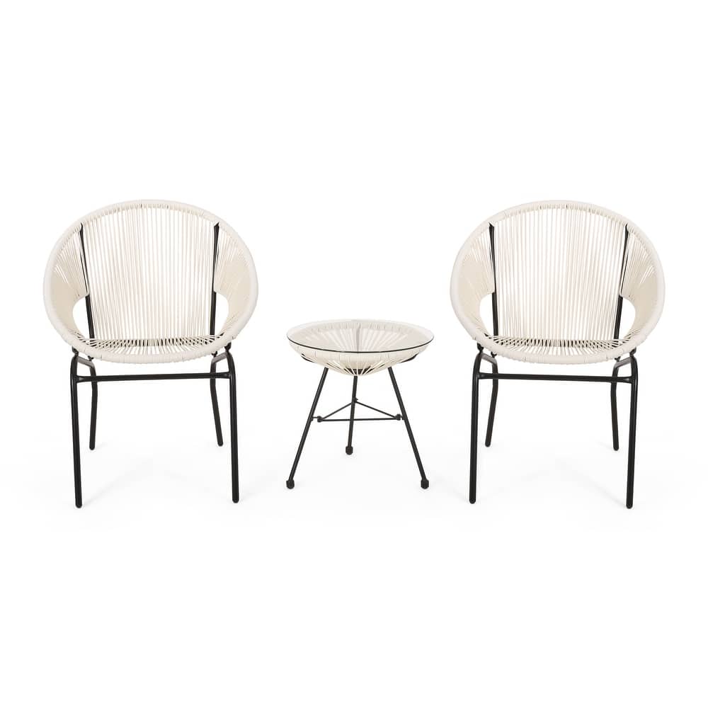 Nusa Outdoor Modern 2 Seater Faux Rattan Chat Set by Christopher Knight Home