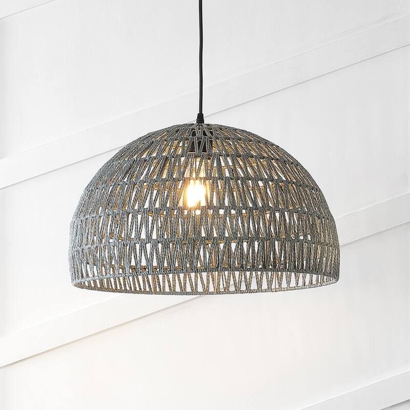 Jigu 1-Light Woven Rattan/Iron LED Pendant, by JONATHAN Y