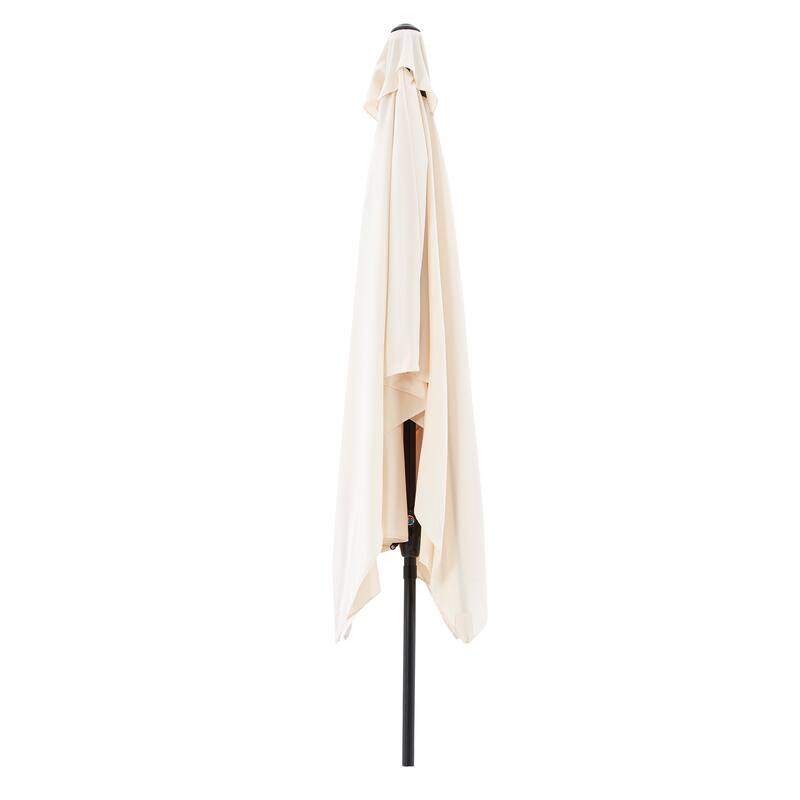 Rectangular Patio Umbrella - 10 Ft Easy Crank Sun Shade with Push Button Tilt by Pure Garden (Beige)