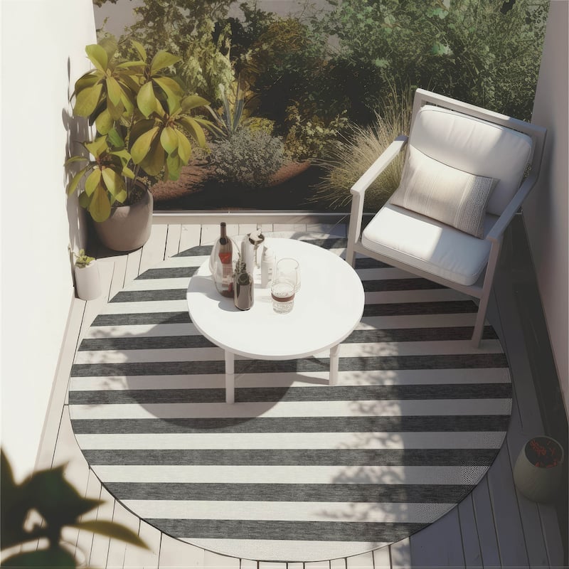 Dane Stripe Weather Resistant Classic Meets Modern Outdoor Rug