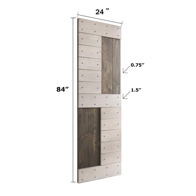 Coast Sequoia 24in./30in./36in./42in. x 84in. S Series Multi-Color Pine Wood Sliding Barn Door With Hardware Kit