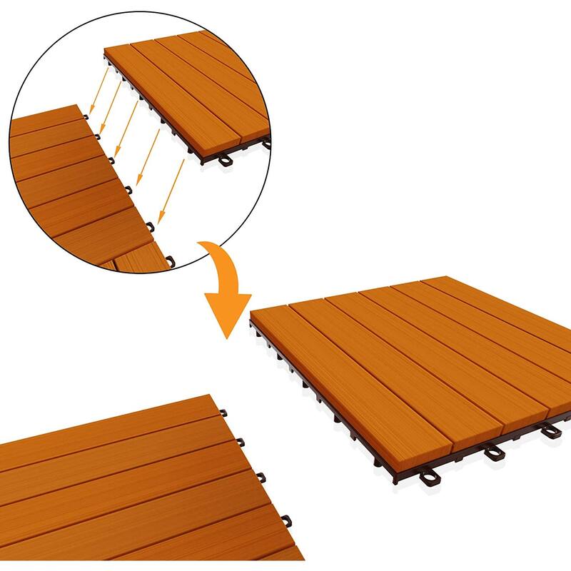 MCombo Deck Tiles 12"x12" 10Pcs, Acacia Wood WF01/02/22/33/44