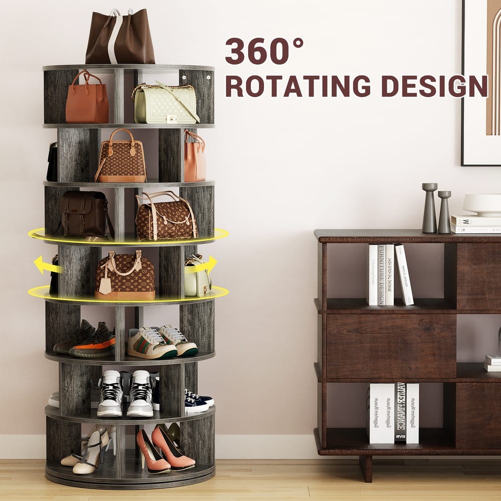 Cimly 7-tier Rotating Shoe Rack Tower, 32-pair Spinning Display Round Shoe Organizer for Closet