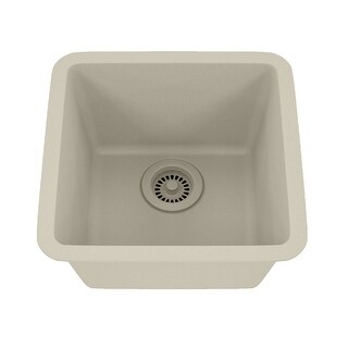 15 Inch Lexicon Platinum Quartz Composite Drop-in Undermount Single Bowl Galaxy Beige Kitchen Sink LP-1515-B-SO - 15x15