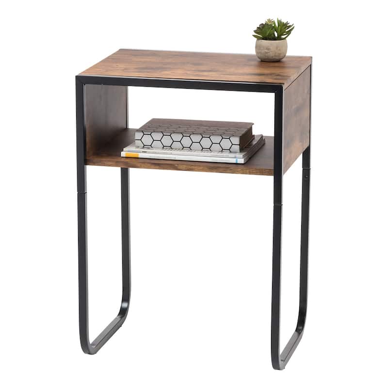 A-Shape Wood and Metal End Table