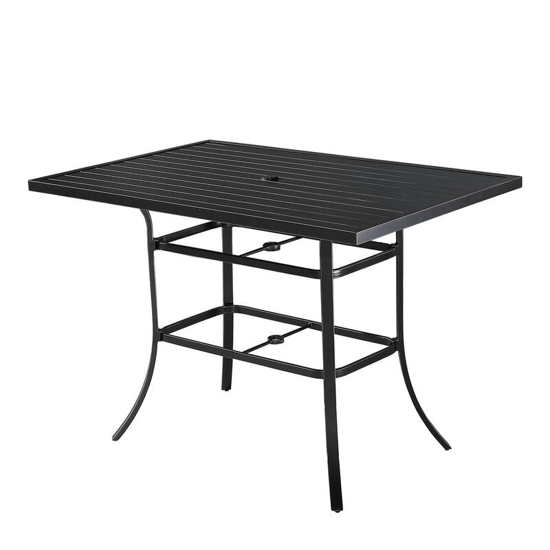 Patio Rectangle Aluminum Frame Bar Height Outdoor Dining Table Accent