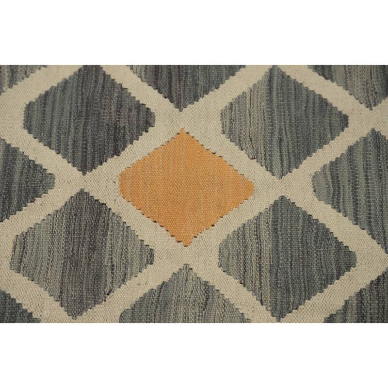 Hand Woven Oriental 100% Wool Carpet Southwestern All-Over Greys & Charcoal Kilim Area Rug - 6' 6'' X 4' 10''