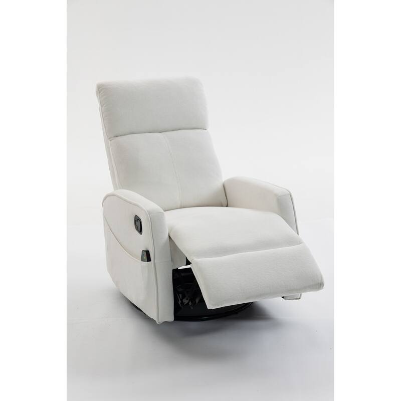 270° Swivel Glider Recliner with Heated Massage, 300LBS Velvet Recliner with Locking Handle & Deep Side Storage