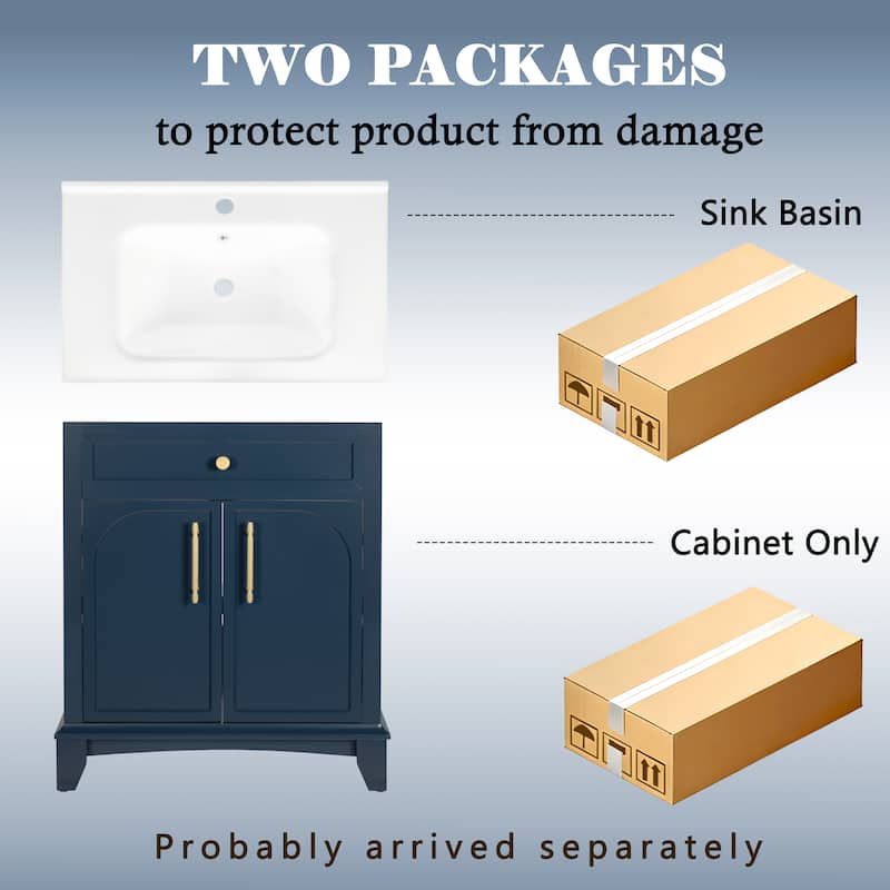 28" Freestanding Bathroom Vanity Cabinet with Sink