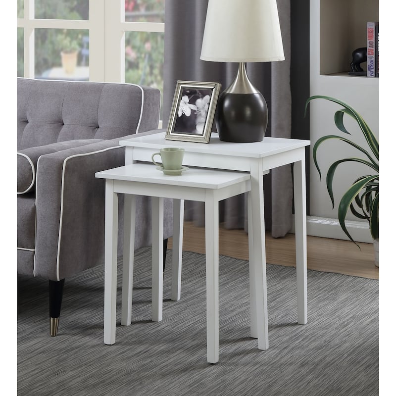 Nesting End Tables with Sleek White Finish for Sofa Side Storage, Compact Living Room Side Table Set - 22