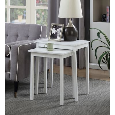 Nesting End Tables with Sleek White Finish for Sofa Side Storage, Compact Living Room Side Table Set - 22