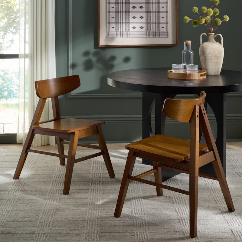 SAFAVIEH HOME Farrah Dining Chair (Set of 2) - 22"W x 20"D x 30"H - Walnut