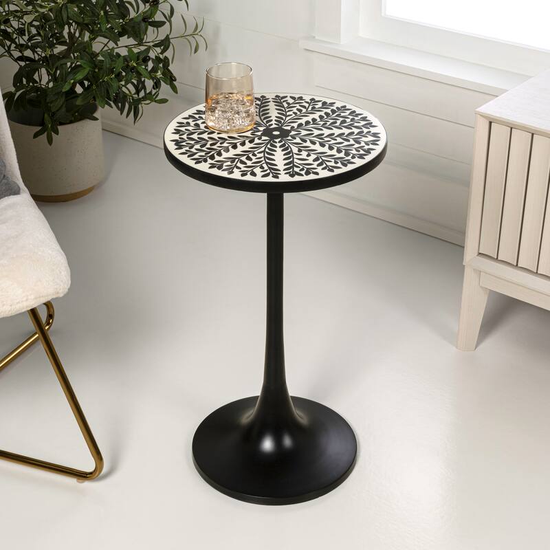 Miles 25" Modern Bohemian Metal/Resin Inlay Top End Table, by JONATHAN Y