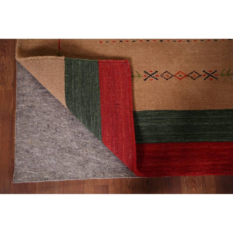 Gabbeh Indian Accent Rug Hand-Knotted Oriental Brown Wool Carpet - 3'10"x 5'8"