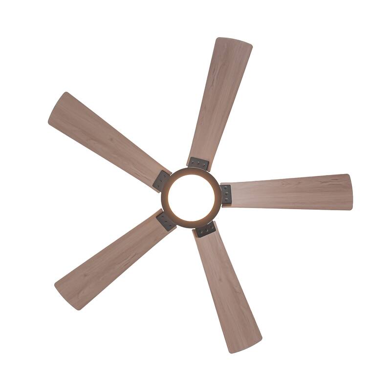 52" Farmhouse Integrated LED Black Dimmable Ceiling Fan with Light and Remote - 52" D x 52" W x 13.2" H