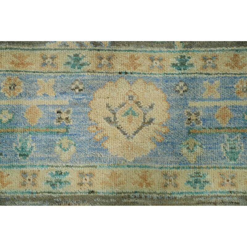 Vegetable Dye Wool Oushak Turkish Area Rug, Floral Geometric Carpet - 10' 3'' X 7' 9''