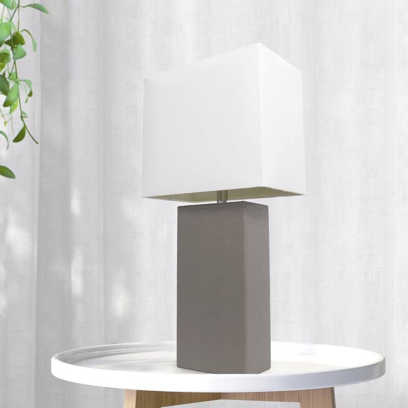 21 in. Gray Finish Table Lamp with White Shade, Sturdy Table Lamp for Living Rooms and Bedrooms