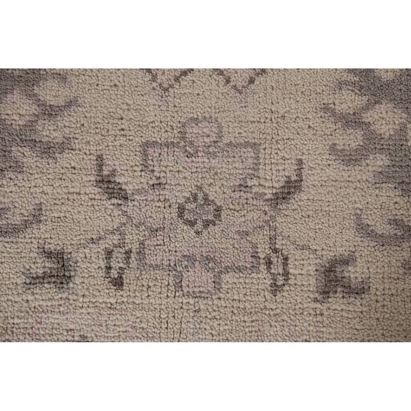 Ivory Oushak Indian Area Rug Hand-Knotted Wool Carpet - 6'3"x 8'8"
