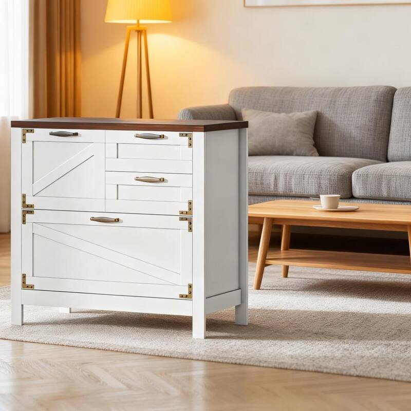 Farmhouse File Cabinet with 4 Drawers Lateral Filing Cabinet
