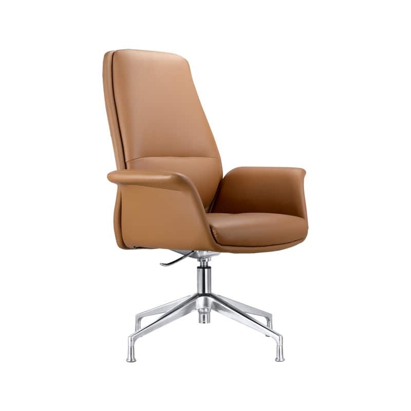 Summit Series Leather Office Chair with Aluminum Frame, Adjustable Height, Swivel, Sponge Cushion, Easy-Clean Design