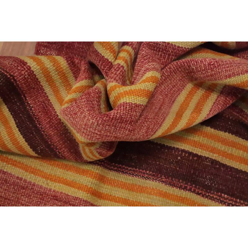 Hand Woven Oriental 100% Wool Carpet Southwestern Geometric Multi-Colored Kilim Area Rug - 8' 6'' X 4' 9''