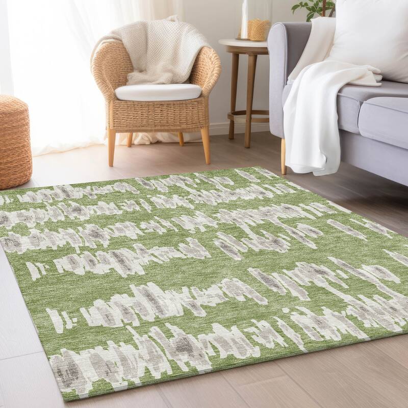 Premium Washable Super Soft Modern Pulse Mayfield Rug - Green - 10' x 14'