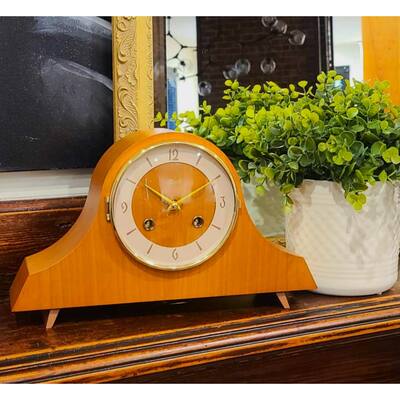 Vintage-Style Mantel Clock - 12" - Cherry Brown