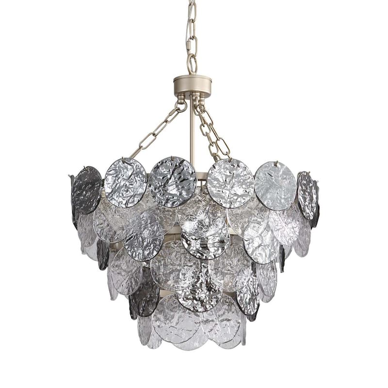 Golden Lighting 6007-20 Cascada 8 Light 21" Wide Pendant - Aegean Silver / Smoke Plated