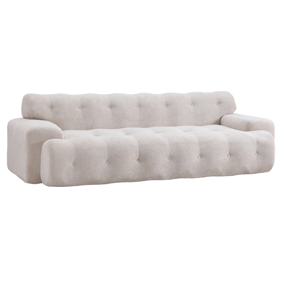 88 inch Cloud 3 Seater Boucle Sofa with Button Tufted Comfy Upholstered Couch