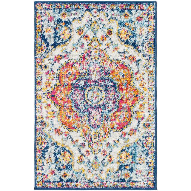 Hal Vintage Boho Traditional Pink Medallion Area Rug