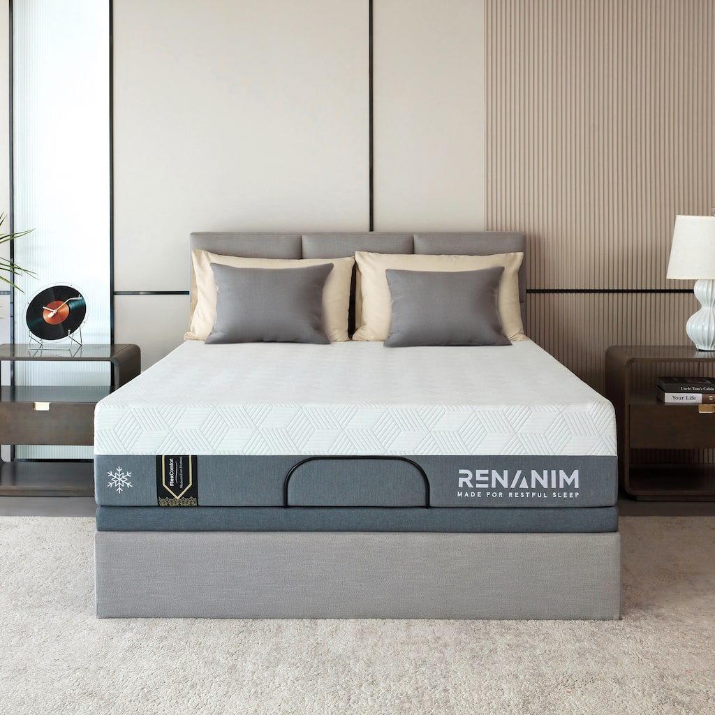 Renanim Cooling Gel Memory Foam Mattress, Breathable & Supportive for Cooler Sleep
