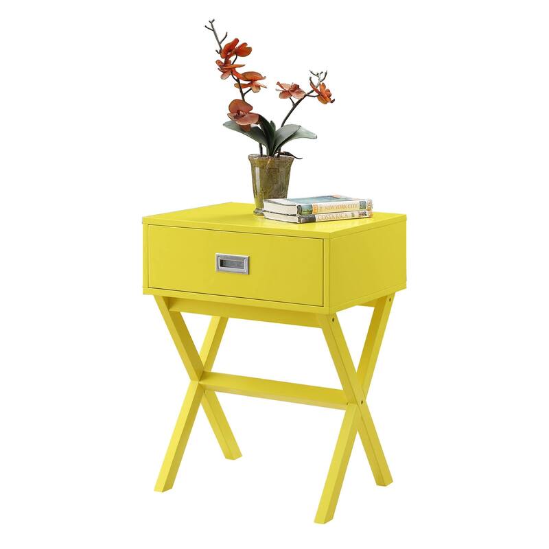 End Table with Spacious Drawer and Wide Surface, Contemporary Accent Side Table for Lamps, Controls and Decorative Accessories