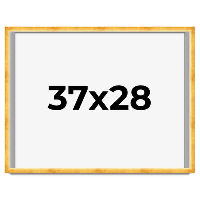 37x28 Shadow Box Frame Gold | 1.625 Inches Deep Real Wood Traditional