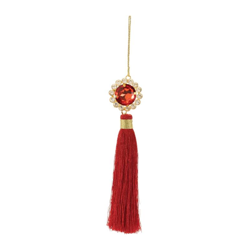 Jeweled Tassel Christmas Ornaments - 7.75" - Red and Gold - 6ct