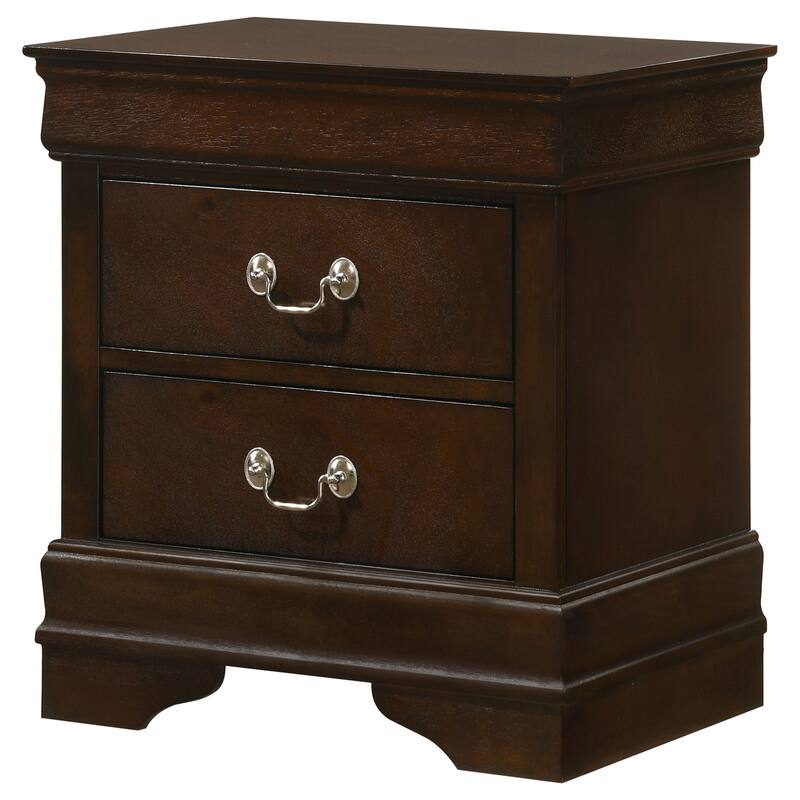 Warm Brown 2-Drawer Nightstand with Bail Handle and Tapered Legs