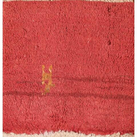 Gabbeh Persian Square Area Rug Hand-Knotted Wool Carpet - 1'5"x 1'4"