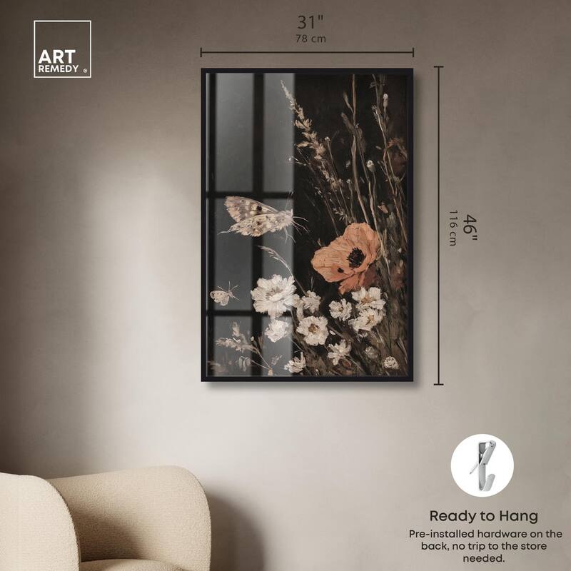 Poppy and Moth II Shadowbox by Art Remedy