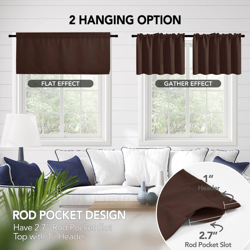 Deconovo Cafe Curtains Rod Pocket Window Short Drapes Tier Pair
