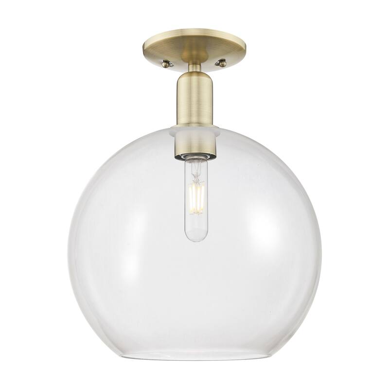 Innovations Lighting Endless Possibilities Arcadia - Athens - 1 Light 12" Semi-Flush Mount - Antique Brass/Clear
