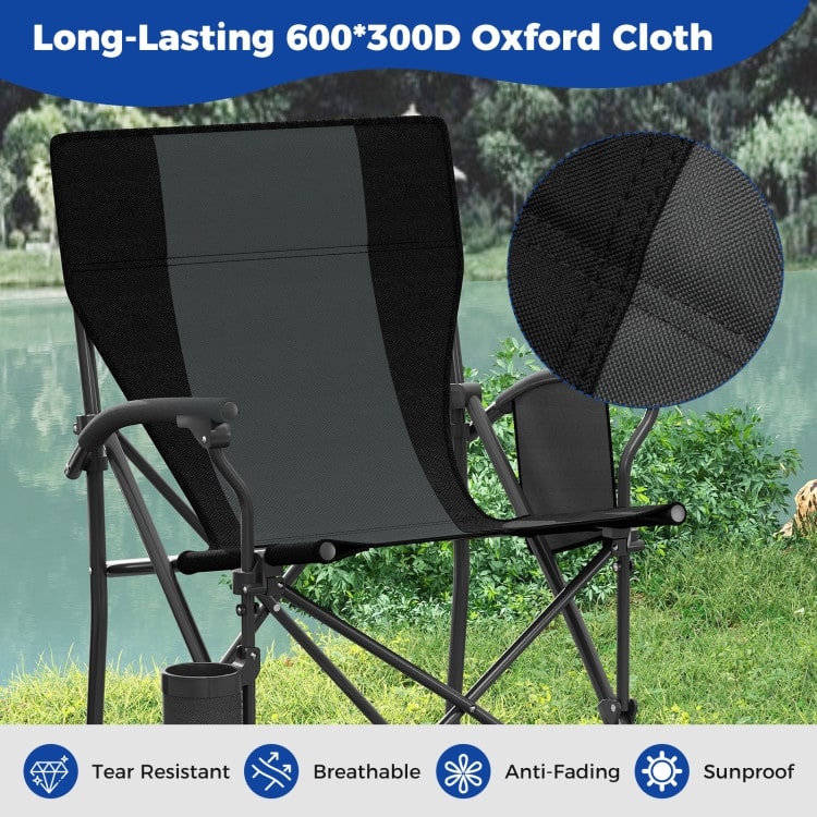 Oxford Metal Folding Camping Chair with Cupholder and Carrying Bag