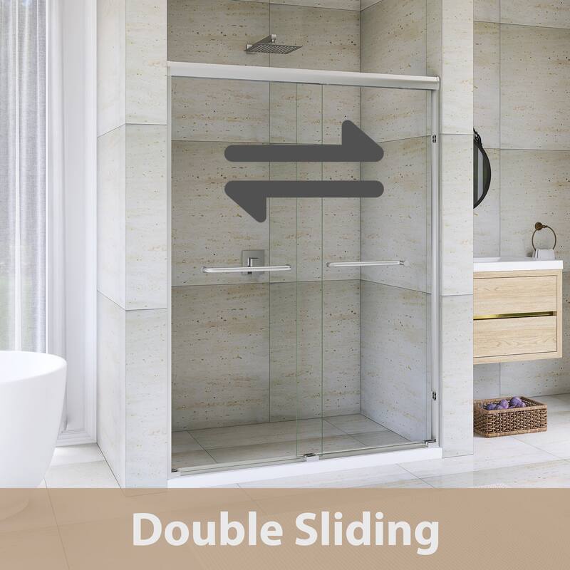 Double Sliding Framed Shower Door in Matte Black Finish