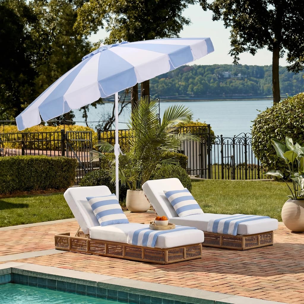 SAFAVIEH Outdoor Patio Furniture Buti 9 Ft Umbrella, Crank Lift Shade with Aluminum Frame