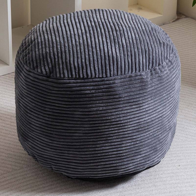 Round Corduroy Pouf Ottoman 20-inch/26inch