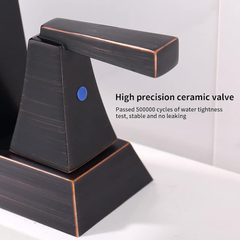 2-Handle Bathroom Sink Faucet Oil Rubbed Bronze 4 Inches Centerset Vanity Faucet 3 Hole Bathroom Faucet with Pop Up Drain