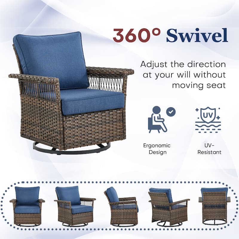 Gymojoy 5 Pieces Outdoor Wicker Sofa with Chairs and Ottomans
