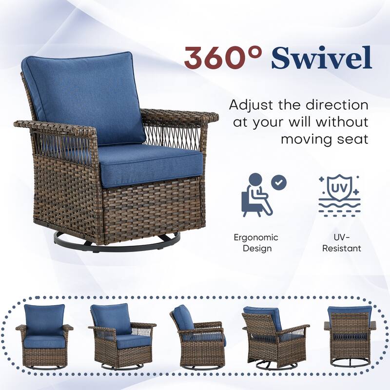 Gymojoy Premium Outdoor 3-Seat Rattan Sofa with Comfortable Cushions