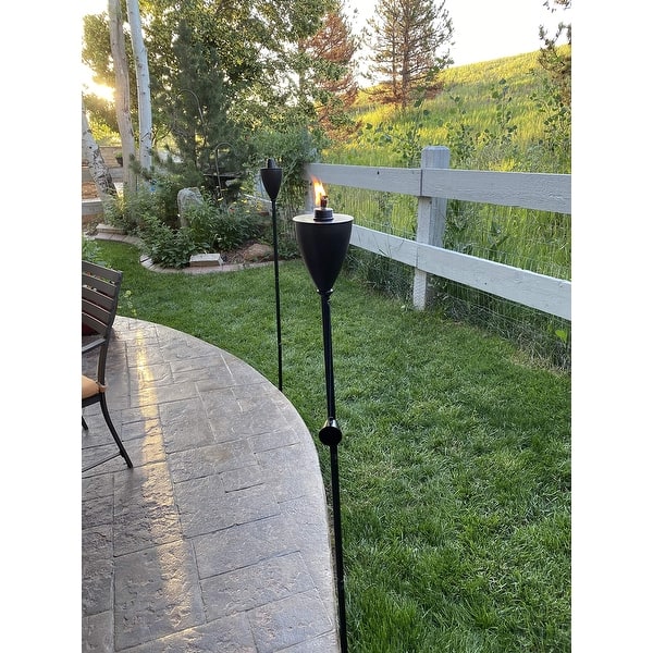 4 Pack Outdoor Wide Conical Torches Oil Rubbed Bronze Flame Light
