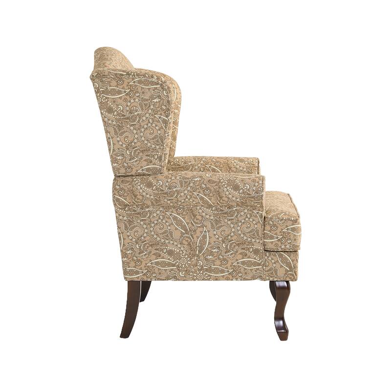 2 Set Traditional Rolled Arm Wing Back Accent Chair