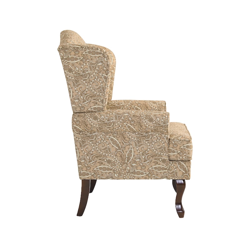 31" W Modern Upholstered Linen Wing Back Accent Chair with Rolled Arm