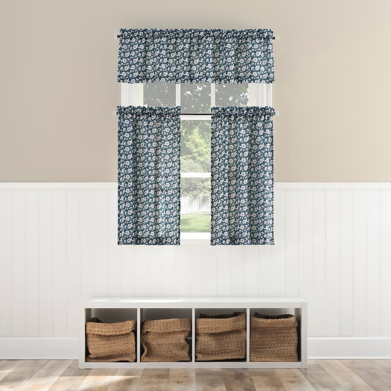 No. 918 Mistral Floral Semi-Sheer Rod Pocket 1-Piece Kitchen Curtain Valance